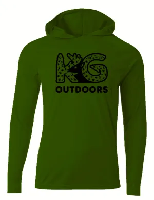 Green Animal Tracks Lightweight Hooded Shirt