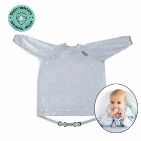 Long Sleeve Coverall Weaning Bib  Super Stars Grey