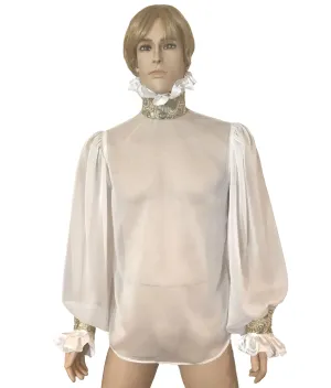 See- Through Chiffon & Satin Men's Ruffles Dressy Shirt