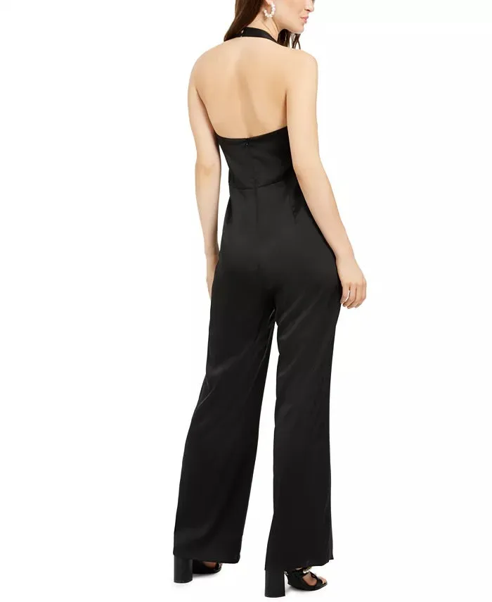 19 Cooper Women's Cowlneck Halter Jumpsuit Black Size Small