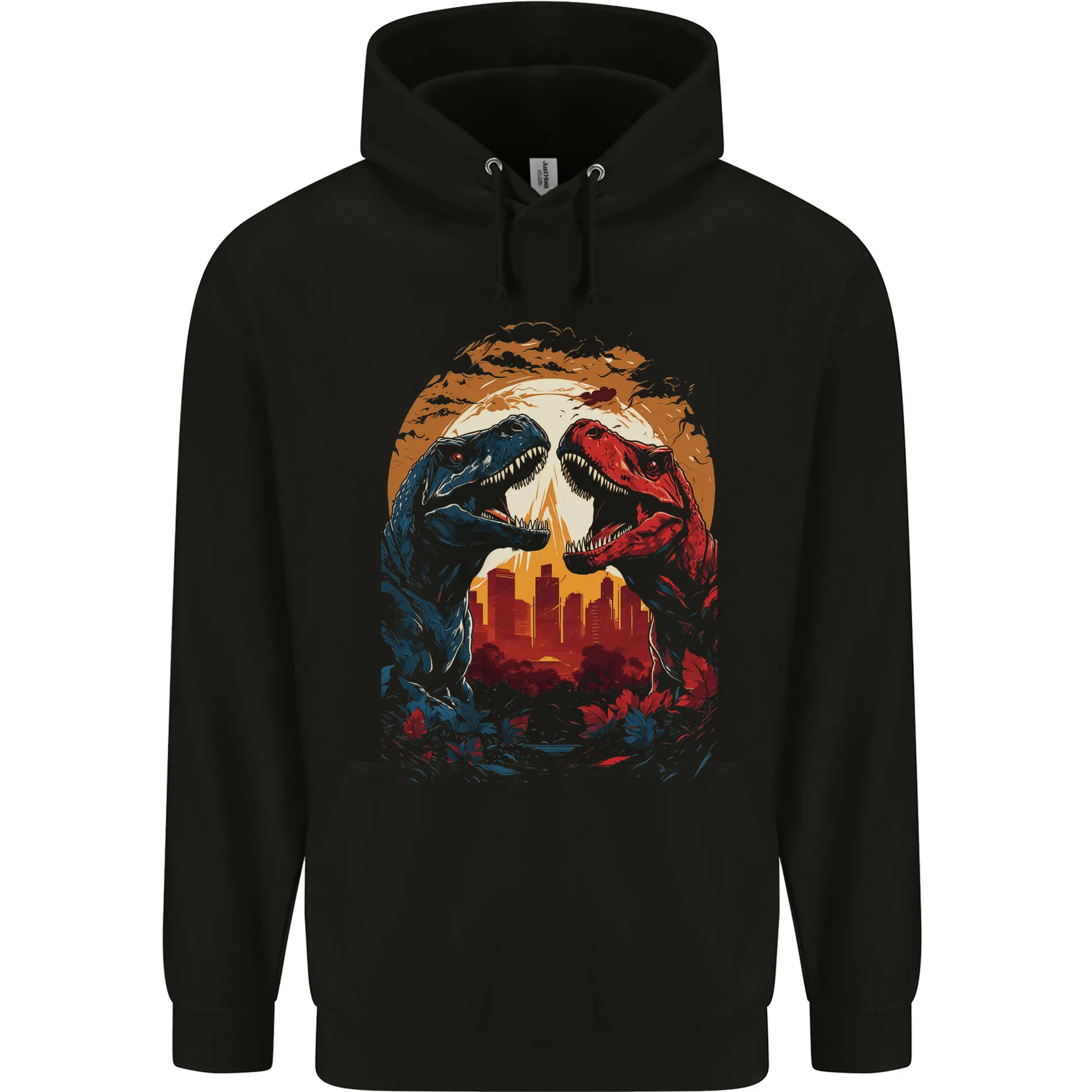 2 Dinosaurs With a Moon Backdrop T-Rex Lizard Childrens Kids Hoodie