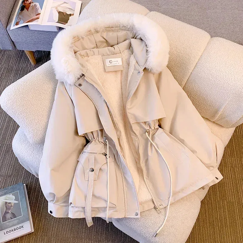 2024 Winter Jacket Women Down Cotton Coat Female New Loose Thick Warm Parkas Pockets Jacket Chic Windproof Hooded Snow Overcoat Hot Sale