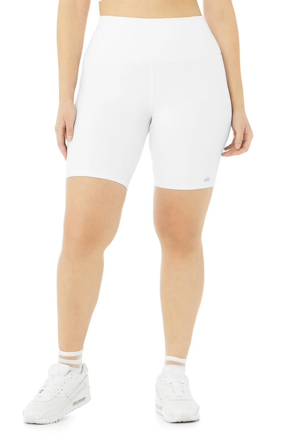 7" High-Waist Biker Short - White