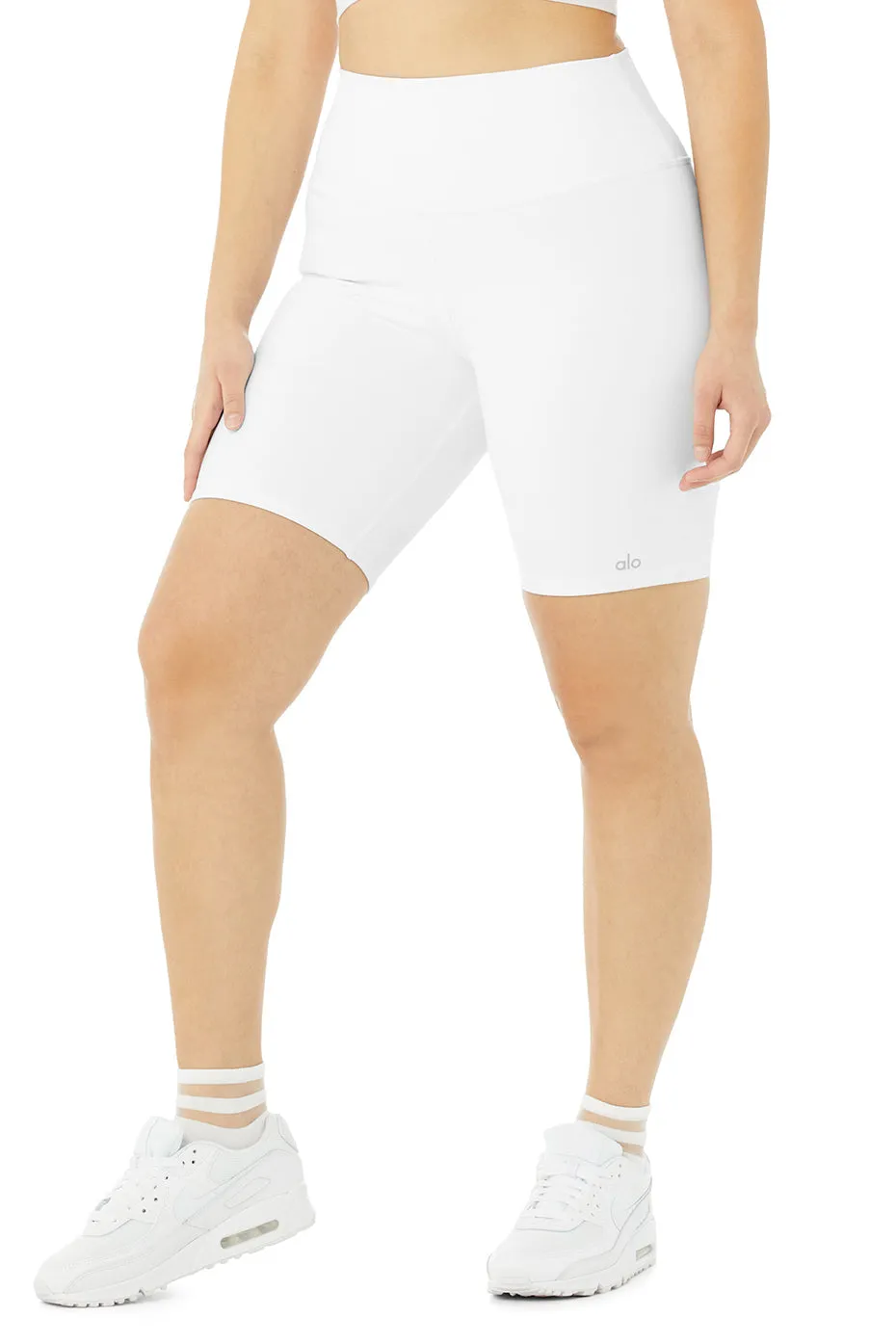 7" High-Waist Biker Short - White