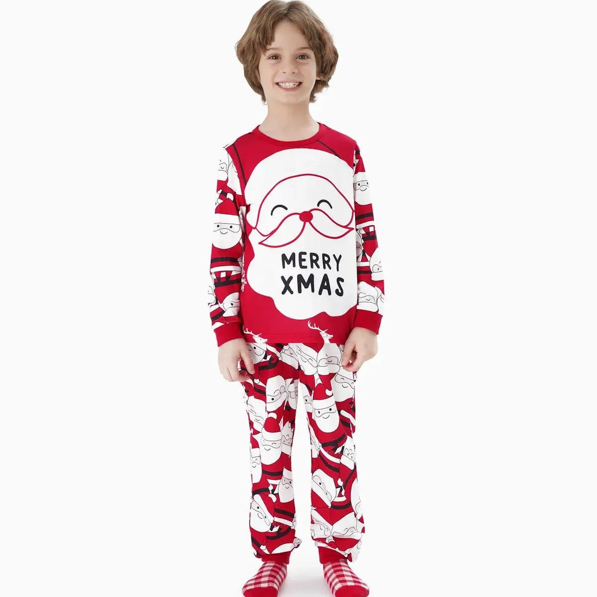 Allover Santa Claus Pajamas for Family Merry Xmas Reindeer Snowflake