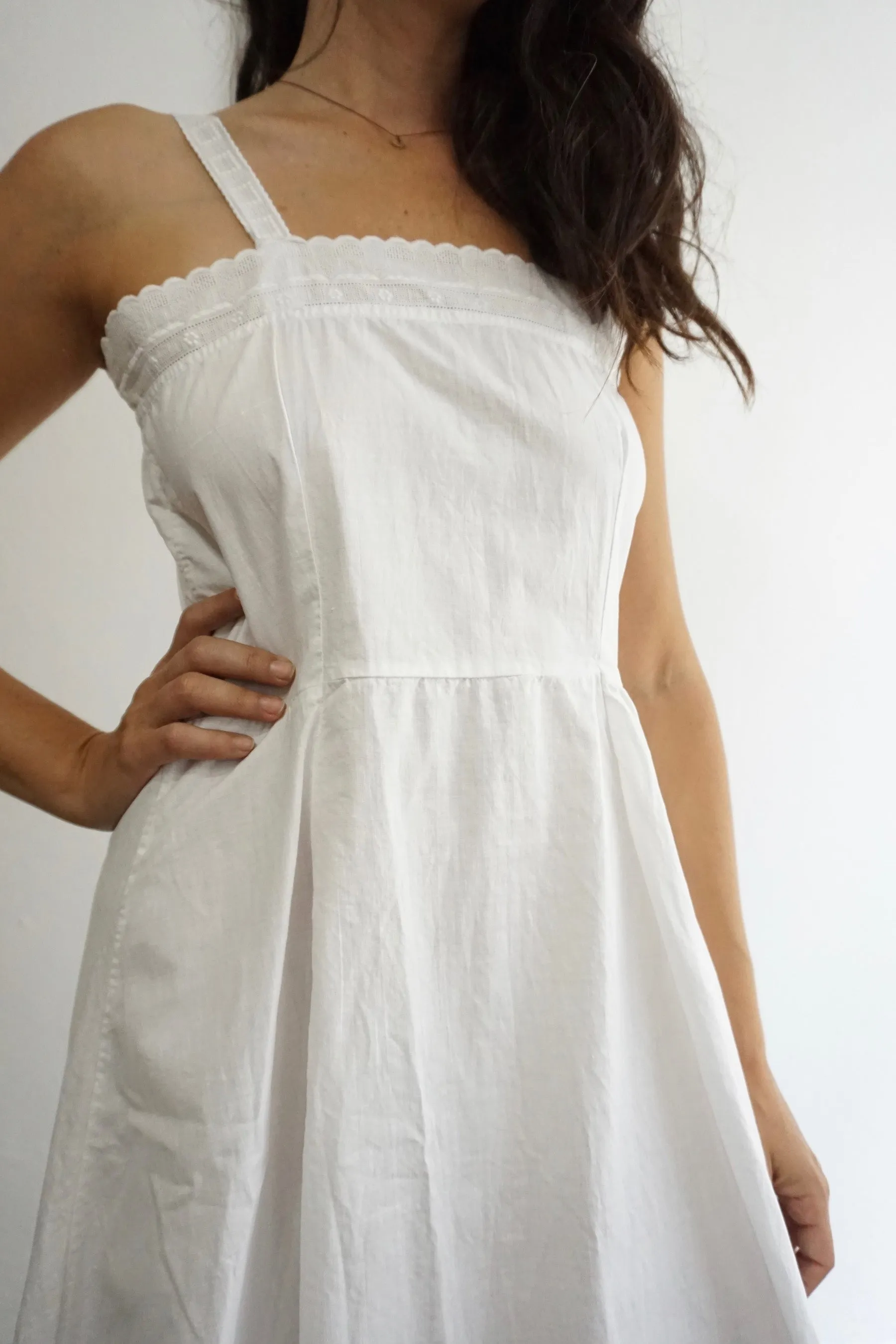 Antique White Cotton Slip Dress