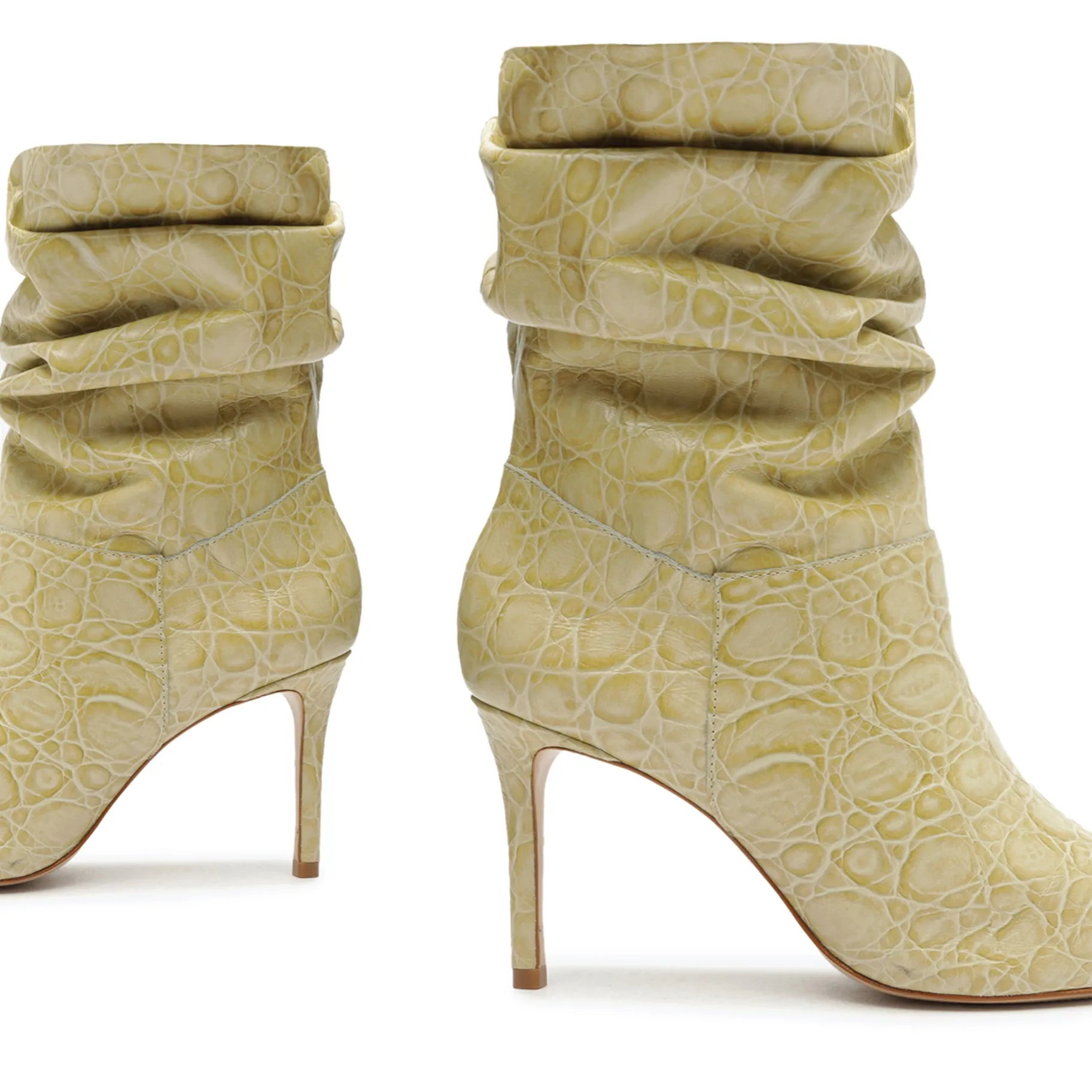 Ashlee Crocodile-Embossed Leather Bootie