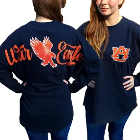 Auburn Tigers War Eagle Women's Logo Sweeper Long Sleeve Oversized Top Shirt