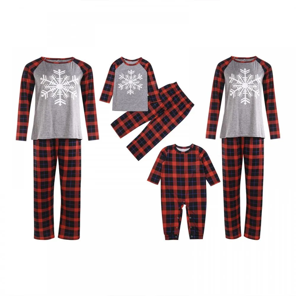 Autumn and Winter Parent-child Suit Christmas Snowflake Print Pajamas Wholesale