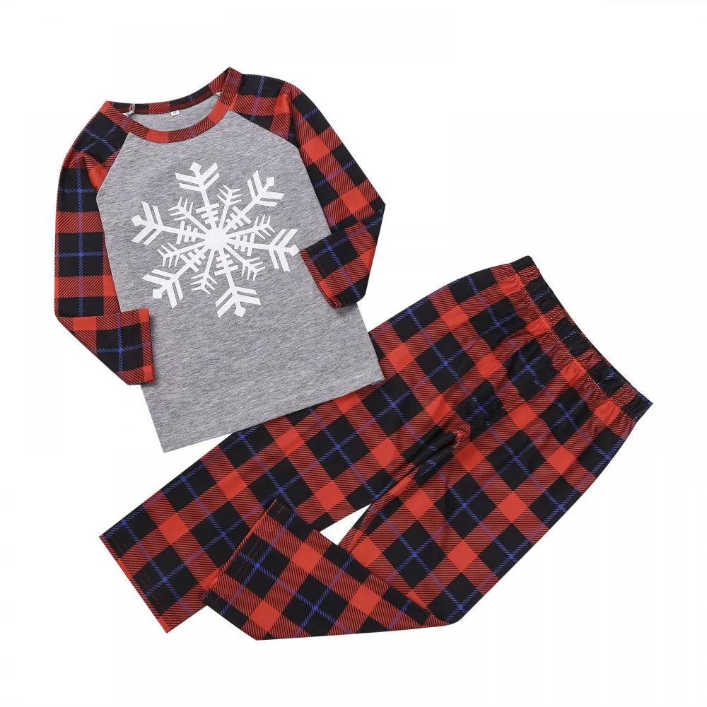 Autumn and Winter Parent-child Suit Christmas Snowflake Print Pajamas Wholesale