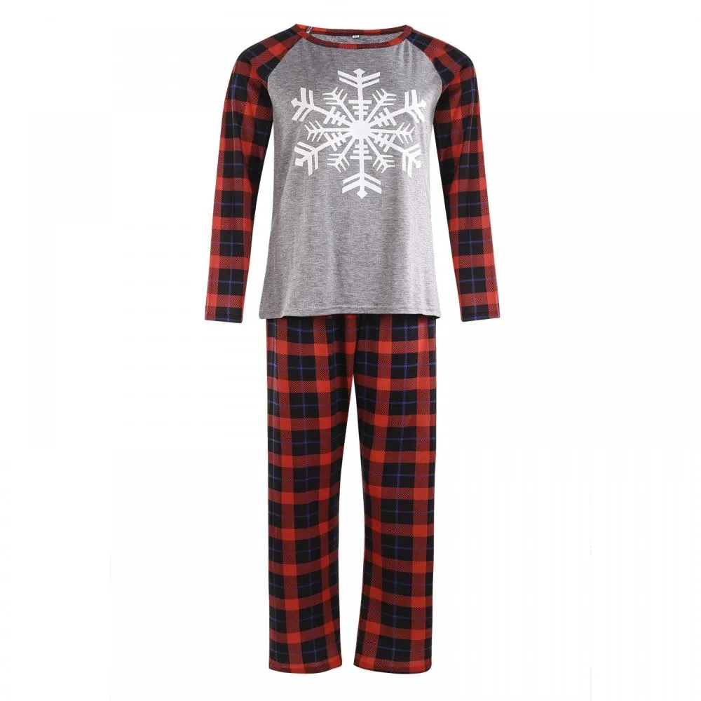 Autumn and Winter Parent-child Suit Christmas Snowflake Print Pajamas Wholesale