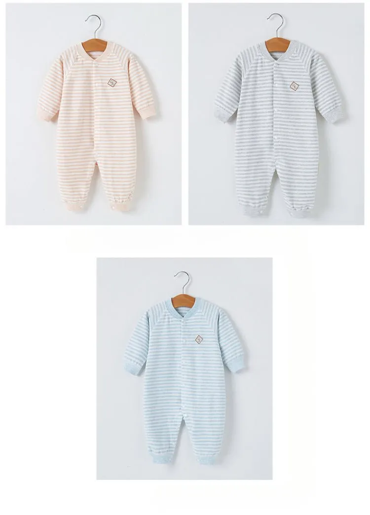 Baby's 100% Cotton Cozies Stripe Jumpsuit (4 Colors)