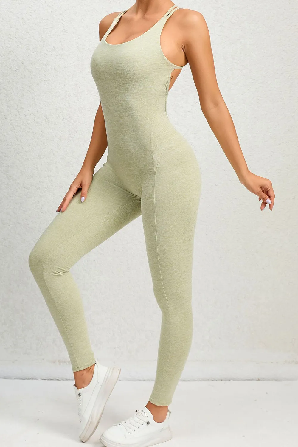 Backless Sports Jumpsuit Women's Sleeveless Activewear Pants Yoga Romper Nylon Fast Dry Premium