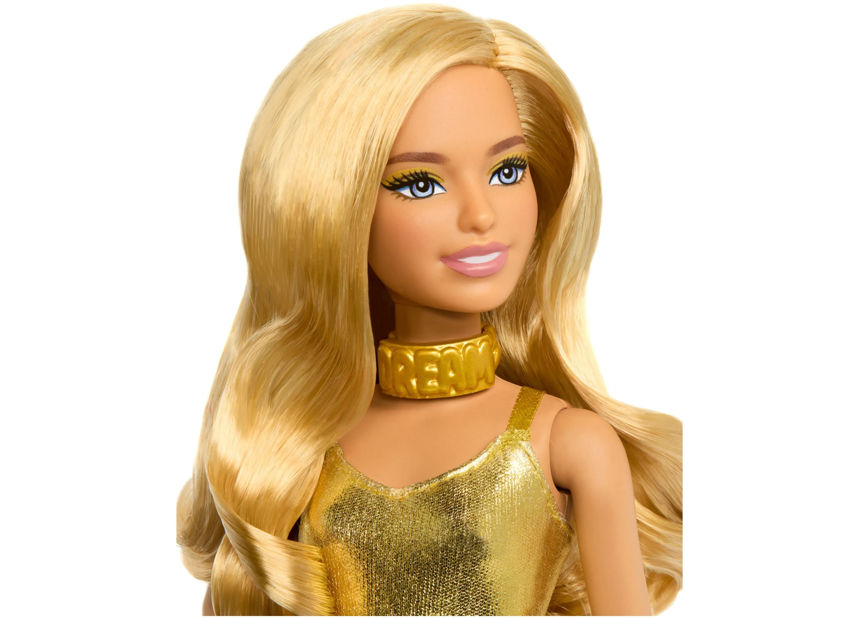 Barbie Fashionistas 65th Anniversary Doll 222, Petite with Blonde Wavy Hair, Golden Jumpsuit