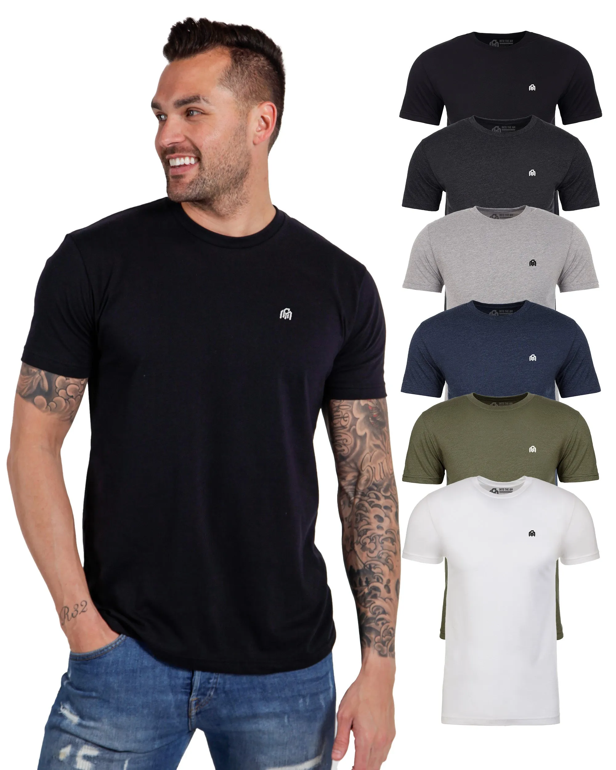 Basic Tee 6-Pack (Black/Charcoal/Grey/Navy/Olive Green/White)