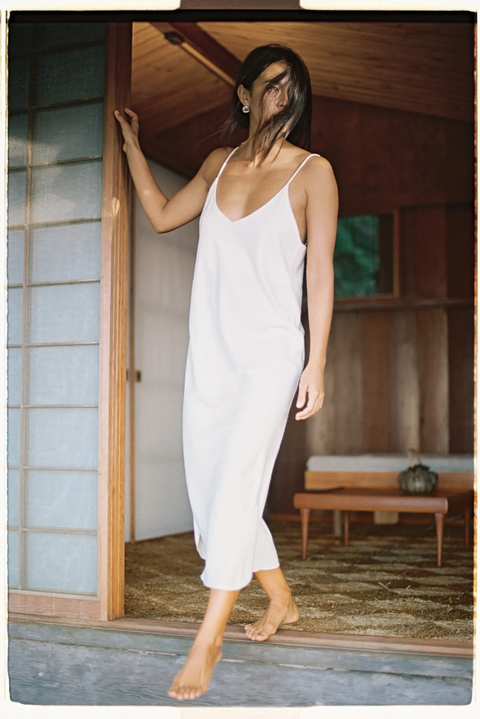 Bias Slip Dress, Regen Silk Noil, Natural