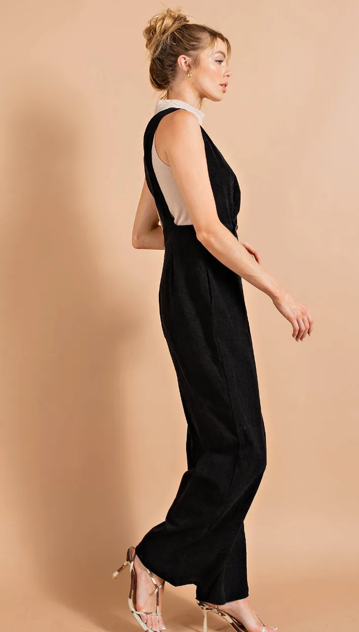 Black Corduroy Jumpsuit