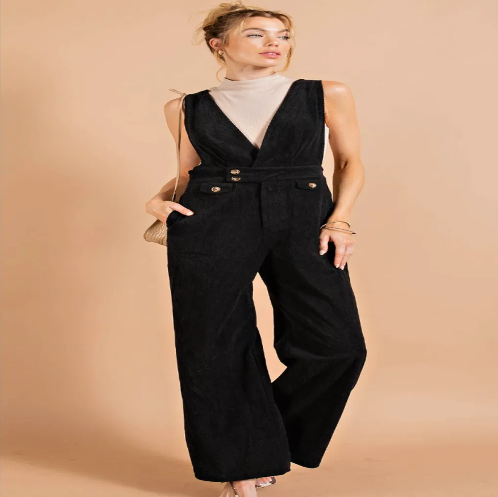 Black Corduroy Jumpsuit