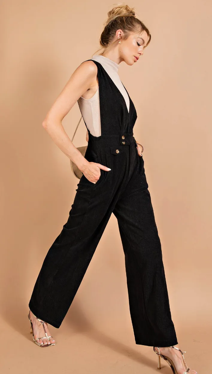 Black Corduroy Jumpsuit