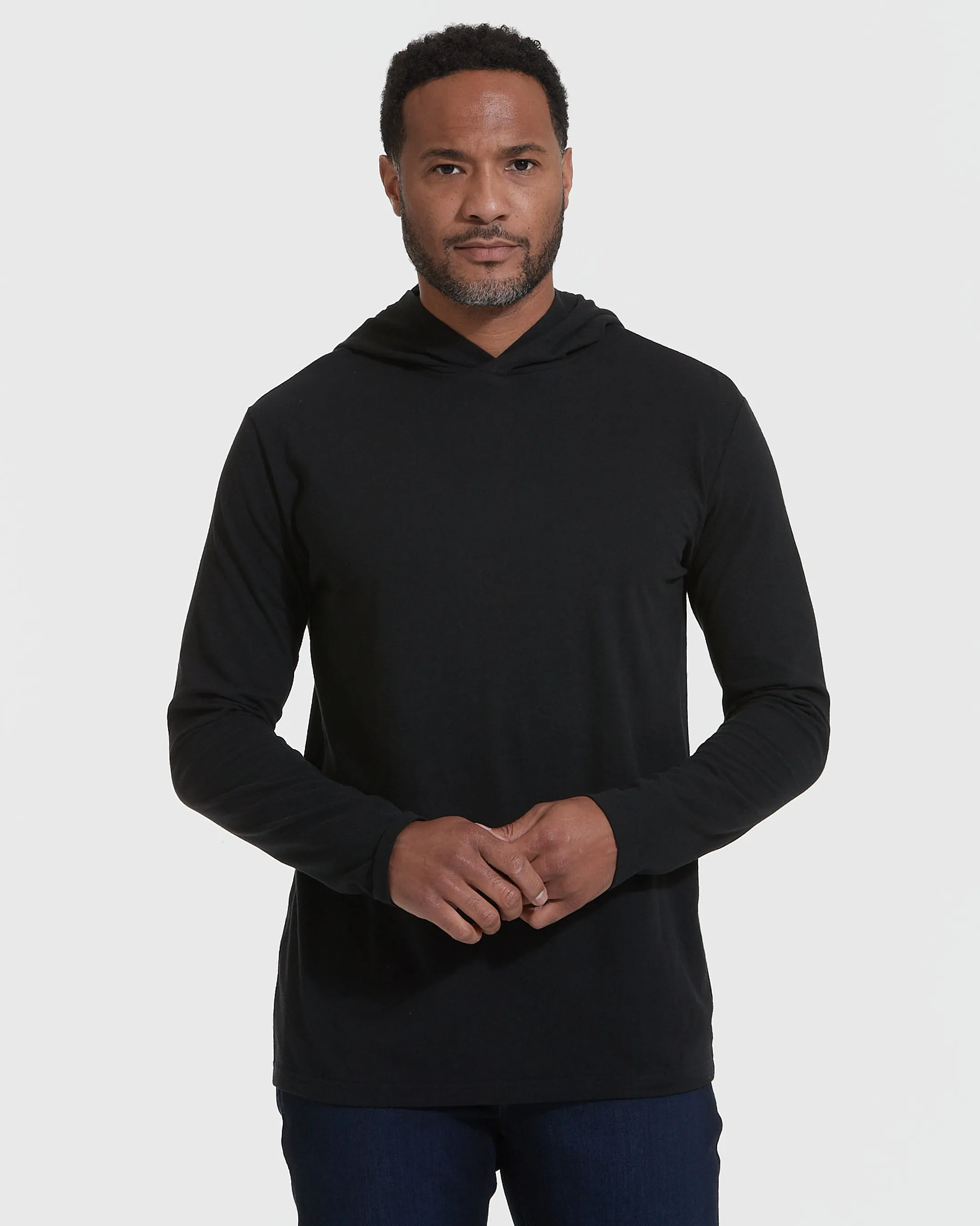 Black Hooded Long Sleeve T-Shirt