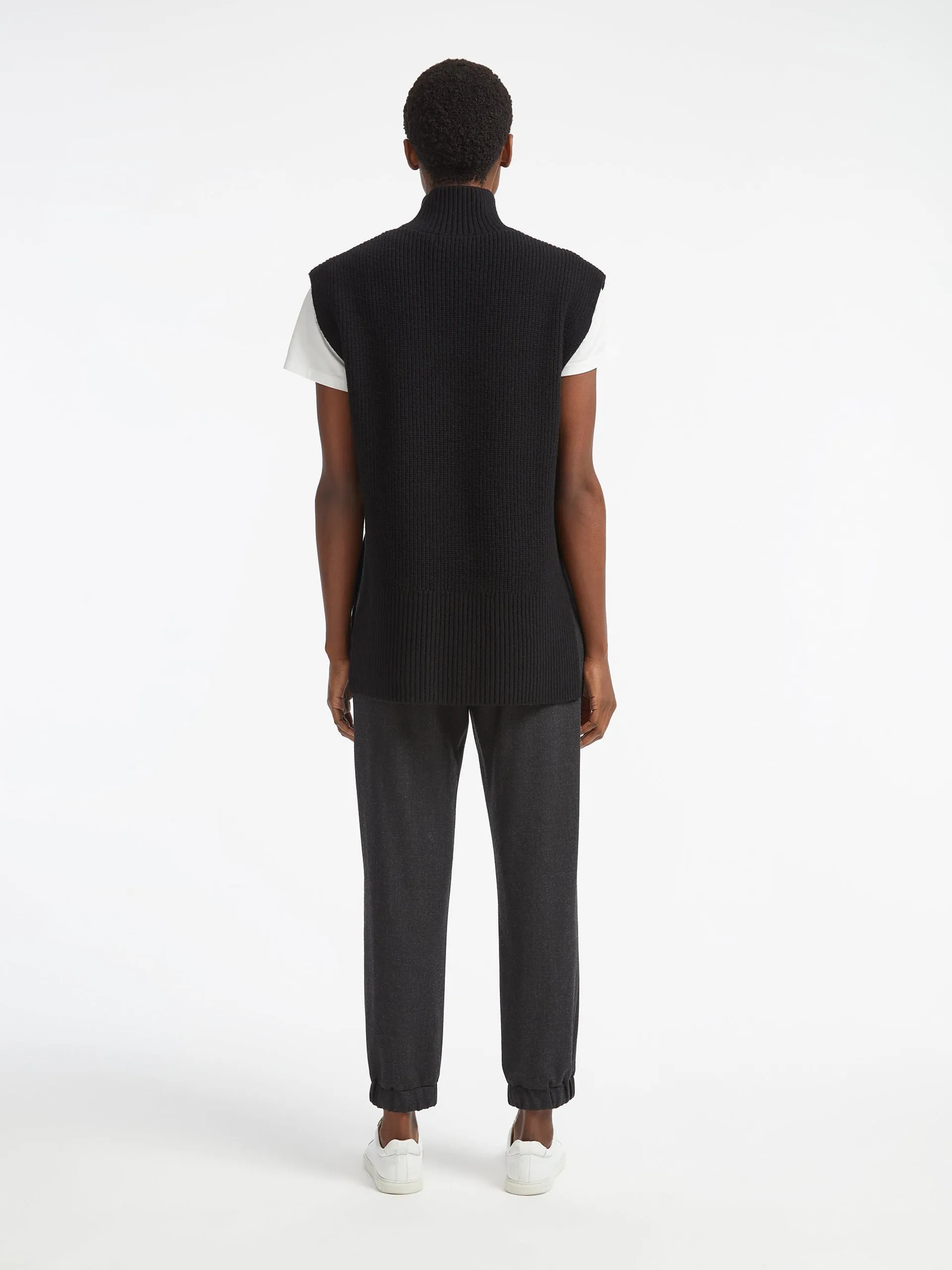 Black Janice funnel neck sleeveless layering jumper