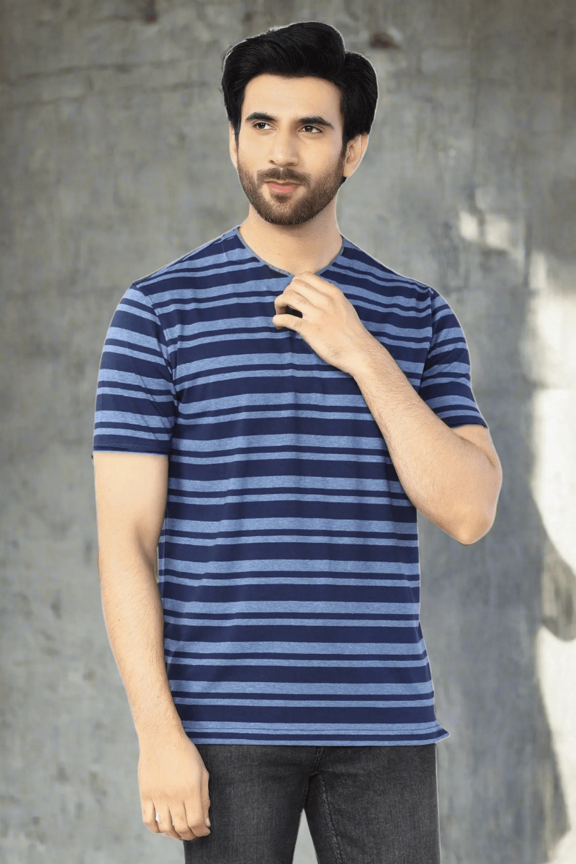 Blue and Sky Stripes Short Sleeve T-Shirt