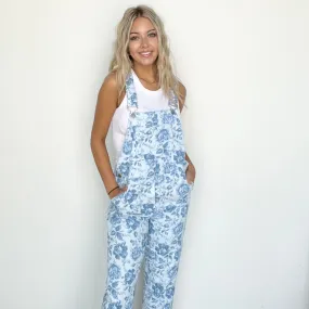 Blue Floral Overalls