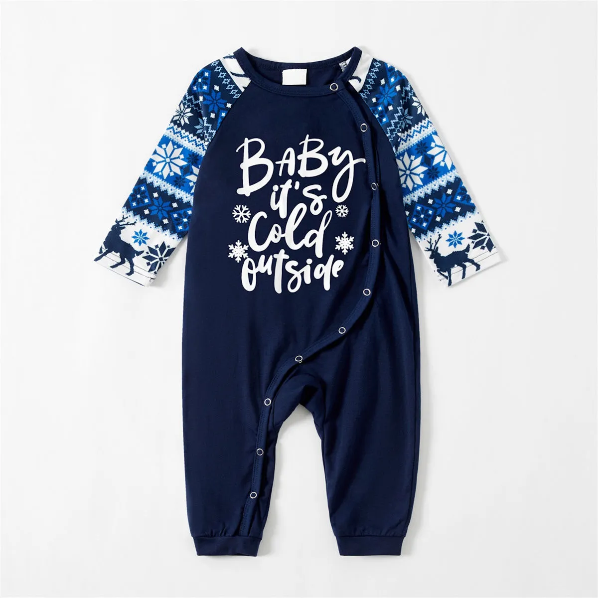 Bluey Baby It's Cold Outside Family Christmas Pajamas Letter Print Reindeer Snowflake