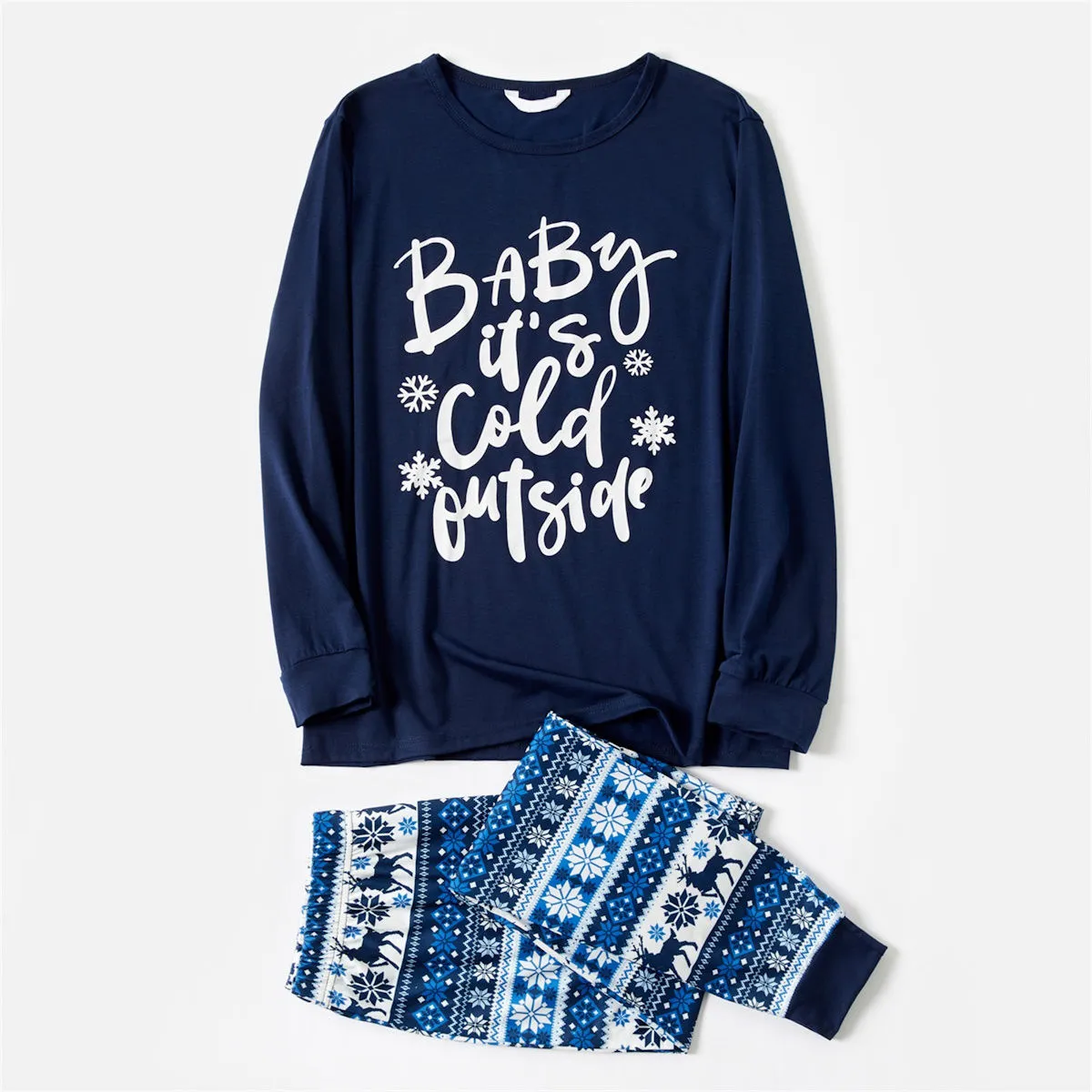 Bluey Baby It's Cold Outside Family Christmas Pajamas Letter Print Reindeer Snowflake