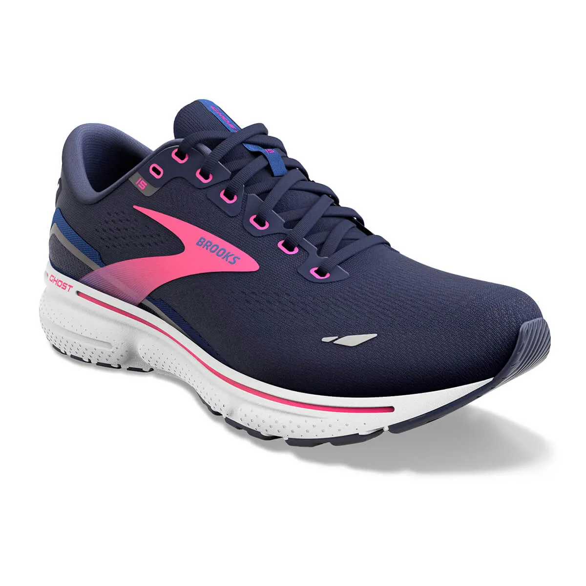 Brooks Ghost 15 Womens | Peacoat/blue/pink