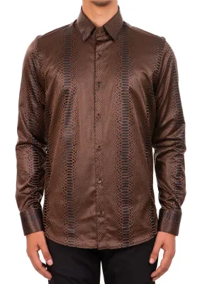 Brown Snake Satin Stretchy Shirt