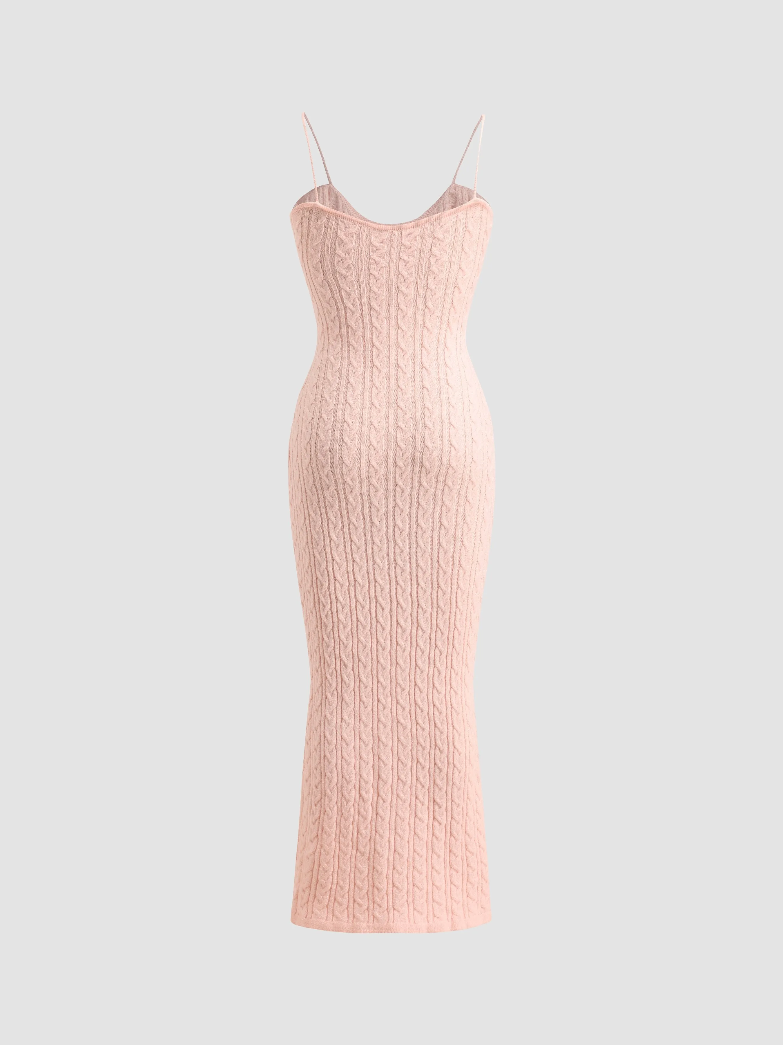 Cable Knit U-Neck Slip Dress