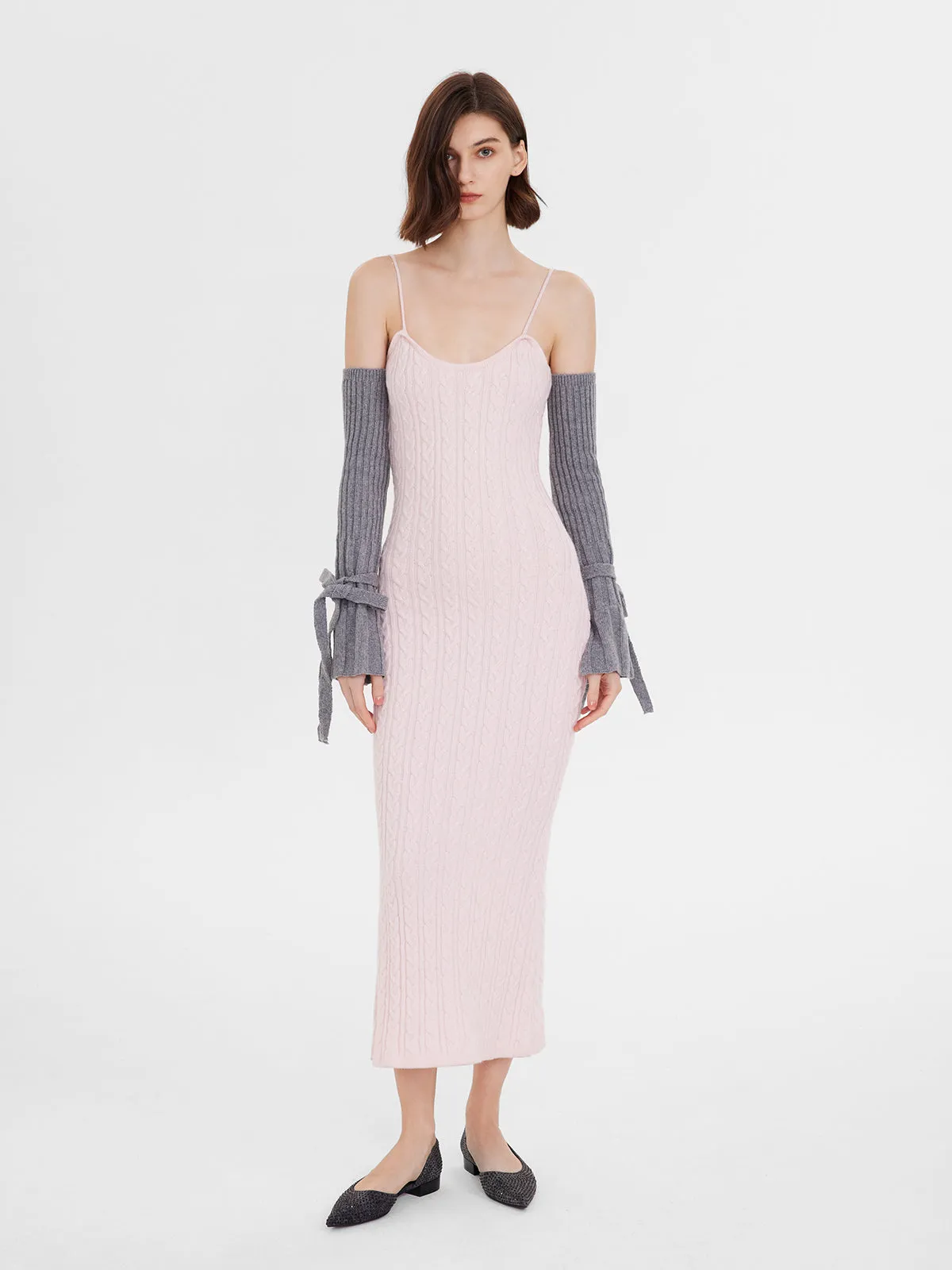 Cable Knit U-Neck Slip Dress