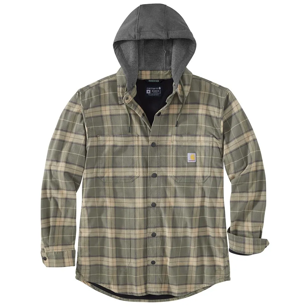 Carhartt 106353 Men's Rugged Flex Relaxed Fit Flannel Fleece Lined Hooded Shirt Jac