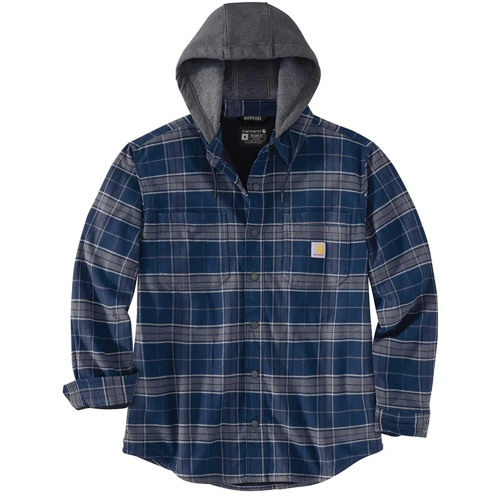 Carhartt 106353 Men's Rugged Flex Relaxed Fit Flannel Fleece Lined Hooded Shirt Jac