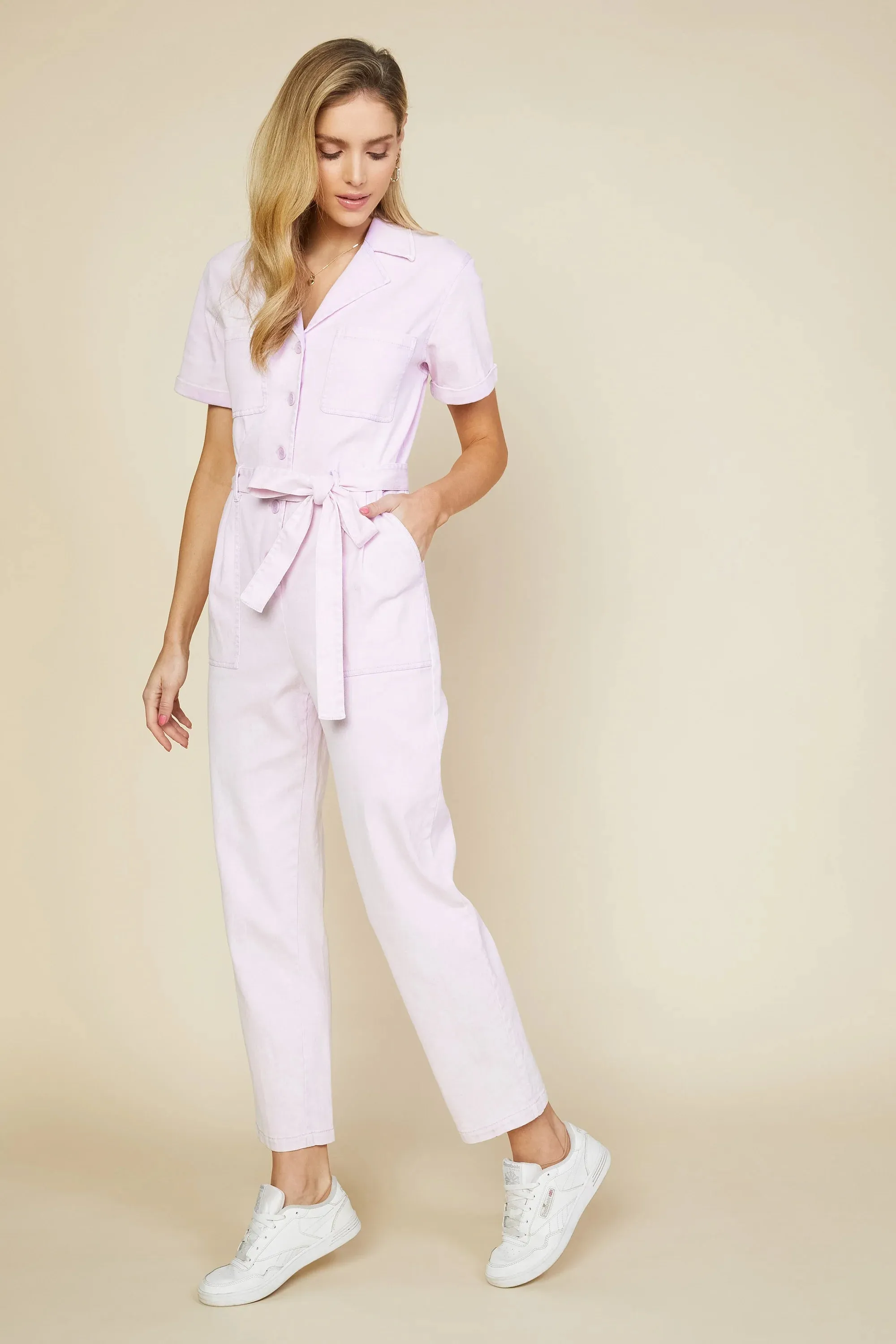 Cassandra Short Sleeve Cotton Utility Jumpsuit