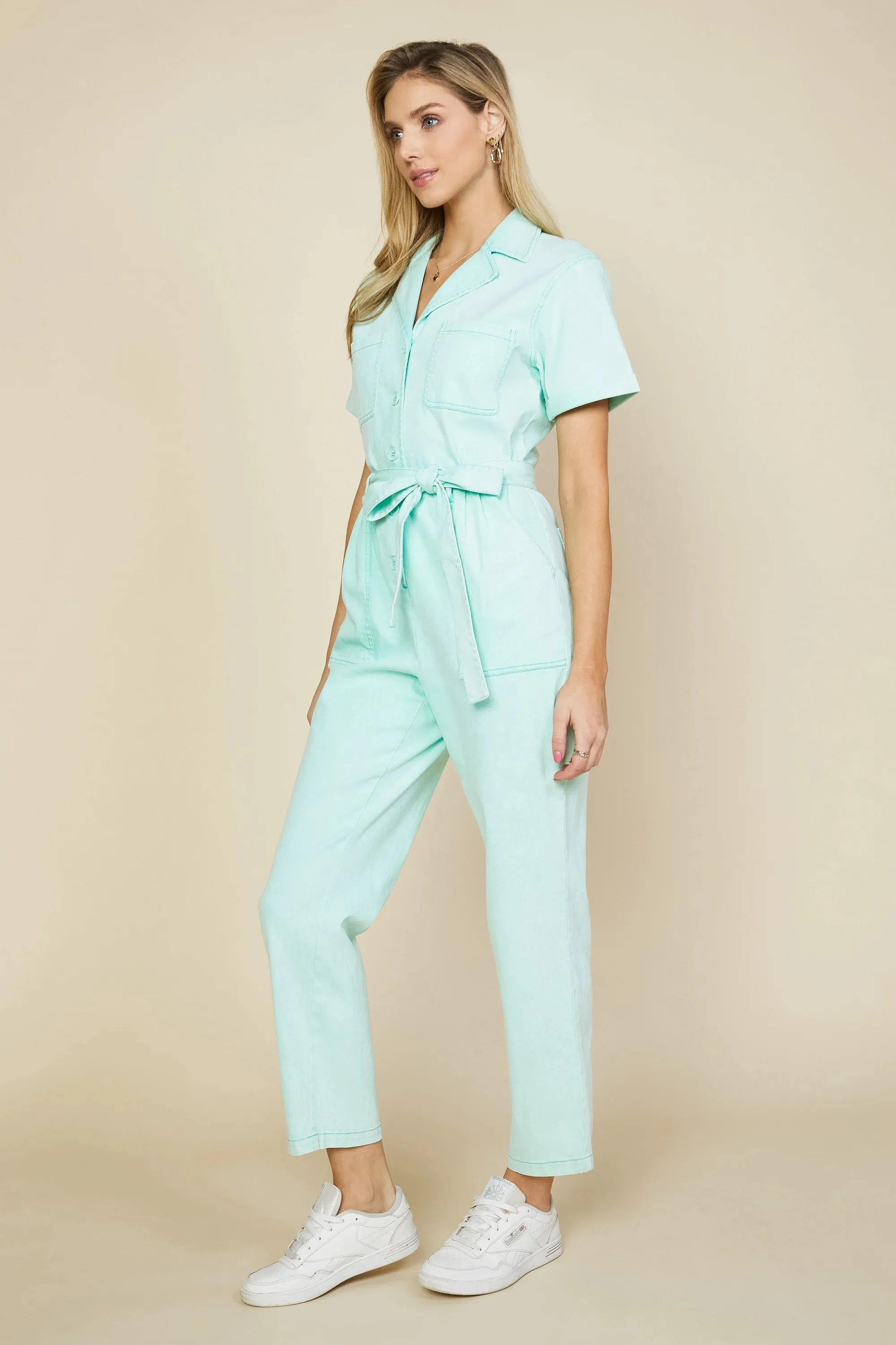 Cassandra Short Sleeve Cotton Utility Jumpsuit