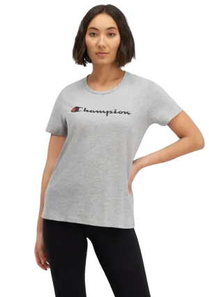 CHAMPION SCRIPT SHORT SLEEVE TEE - Womens - Grey