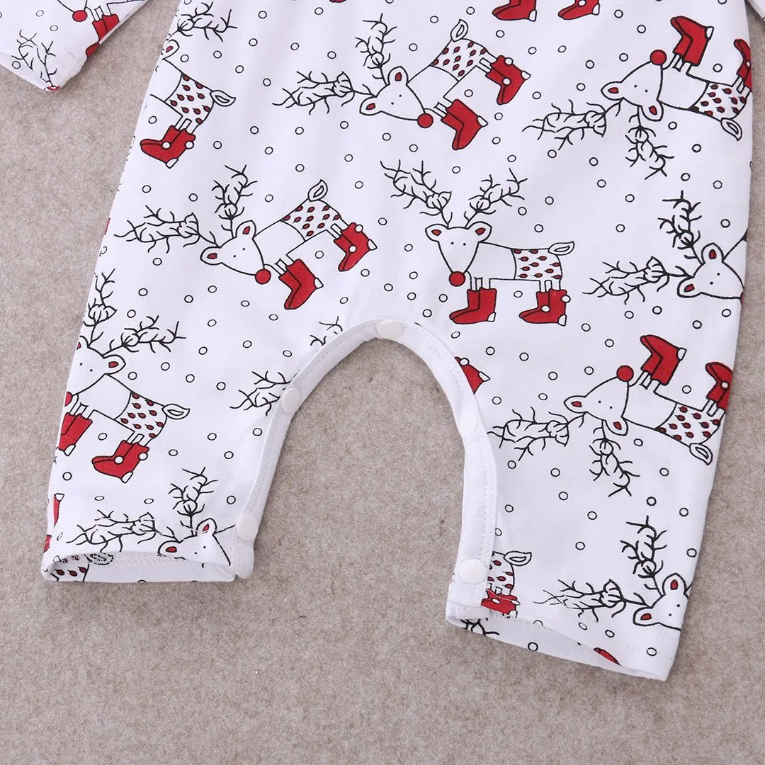 Christmas Snowflake Infant Baby Girl Boy Cotton Romper Deer Long Sleeve Jumpsuit Outfits Costume