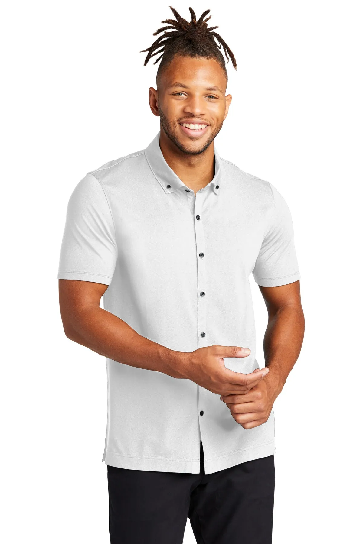 Coming In Spring MERCER METTLE™ Stretch Pique Full-Button Polo MM1006