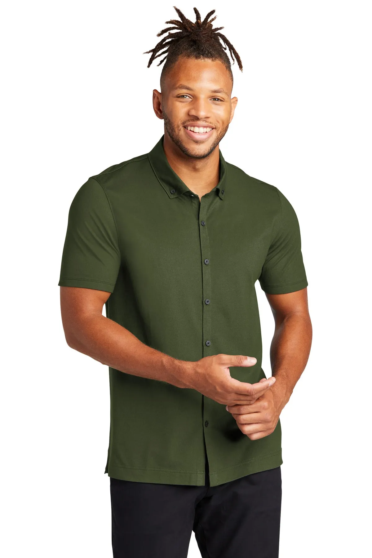 Coming In Spring MERCER METTLE™ Stretch Pique Full-Button Polo MM1006