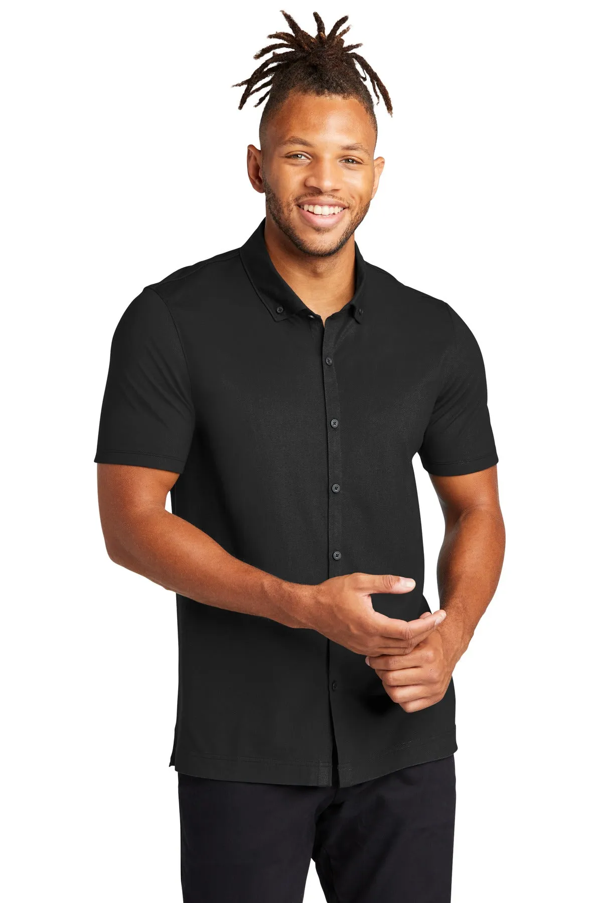 Coming In Spring MERCER METTLE™ Stretch Pique Full-Button Polo MM1006