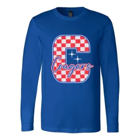 Cooper Cougars - Checkered Letter Long Sleeve T-Shirt