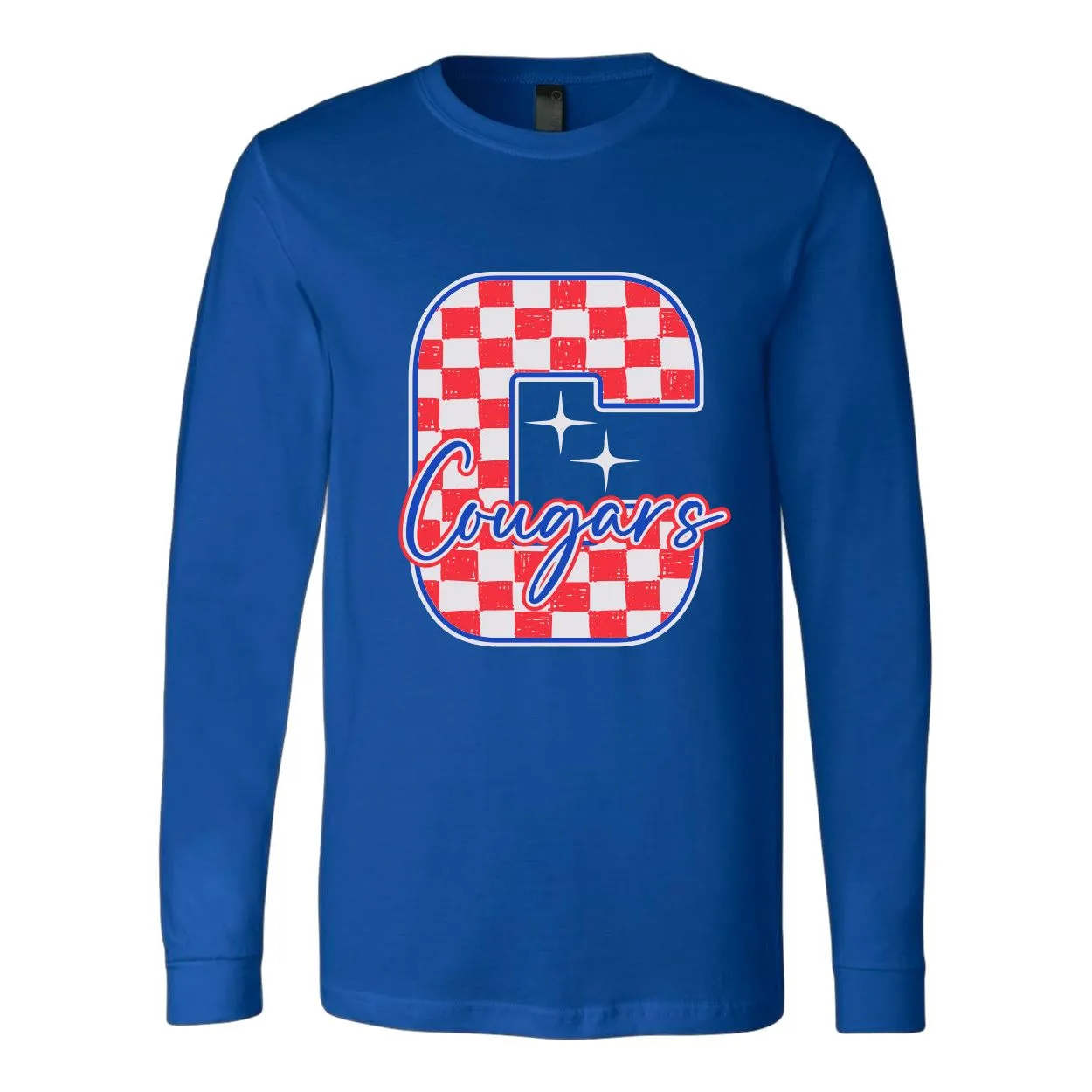 Cooper Cougars - Checkered Letter Long Sleeve T-Shirt