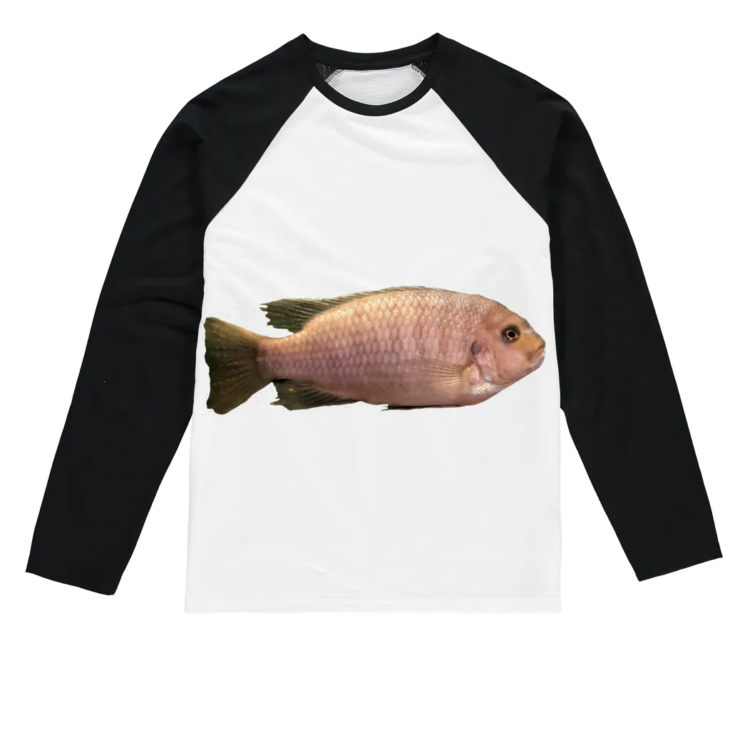 Cream Peach Fish Sublimation Baseball Long Sleeve T-Shirt