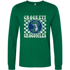 Crockett Crocodiles - Checkered Long Sleeve T-Shirt