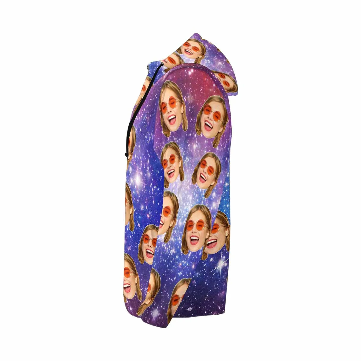 Custom Face Purple Starry Sky Men's All Over Print Full Zip Hoodie