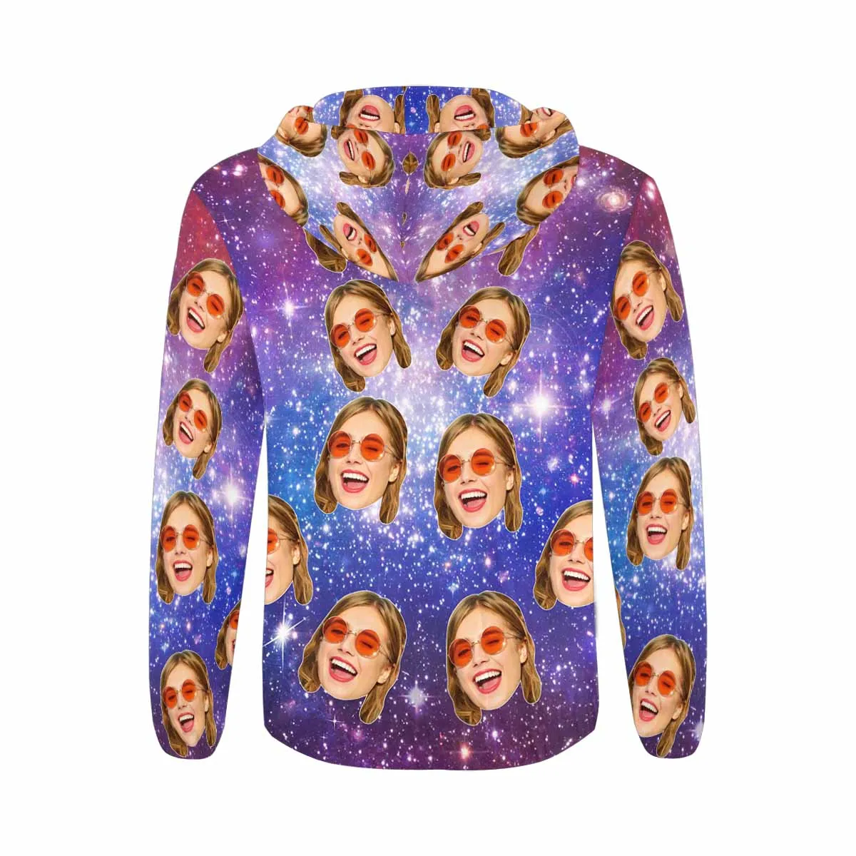 Custom Face Purple Starry Sky Men's All Over Print Full Zip Hoodie