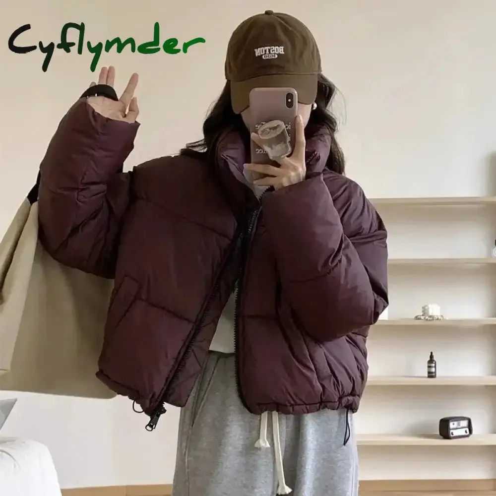 Cyflymder 2024 New Women Solid Loose Puffer Jacket Winter Korean Chic Oversized ThickenedWarm Parkas Female Coat Lady Padded Ja