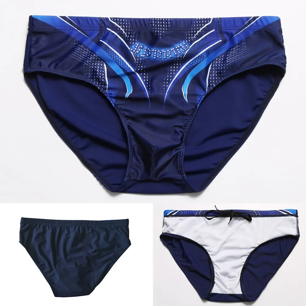 Dark Blue Printed Pattern Men's Brief